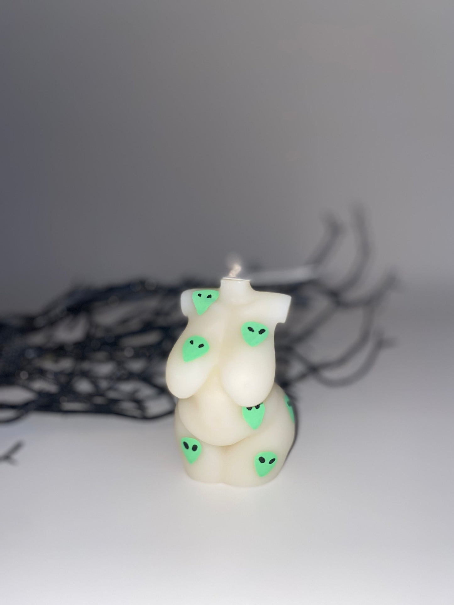 Hand Painted Alien Head Goddess Body Candle - Limited Edition