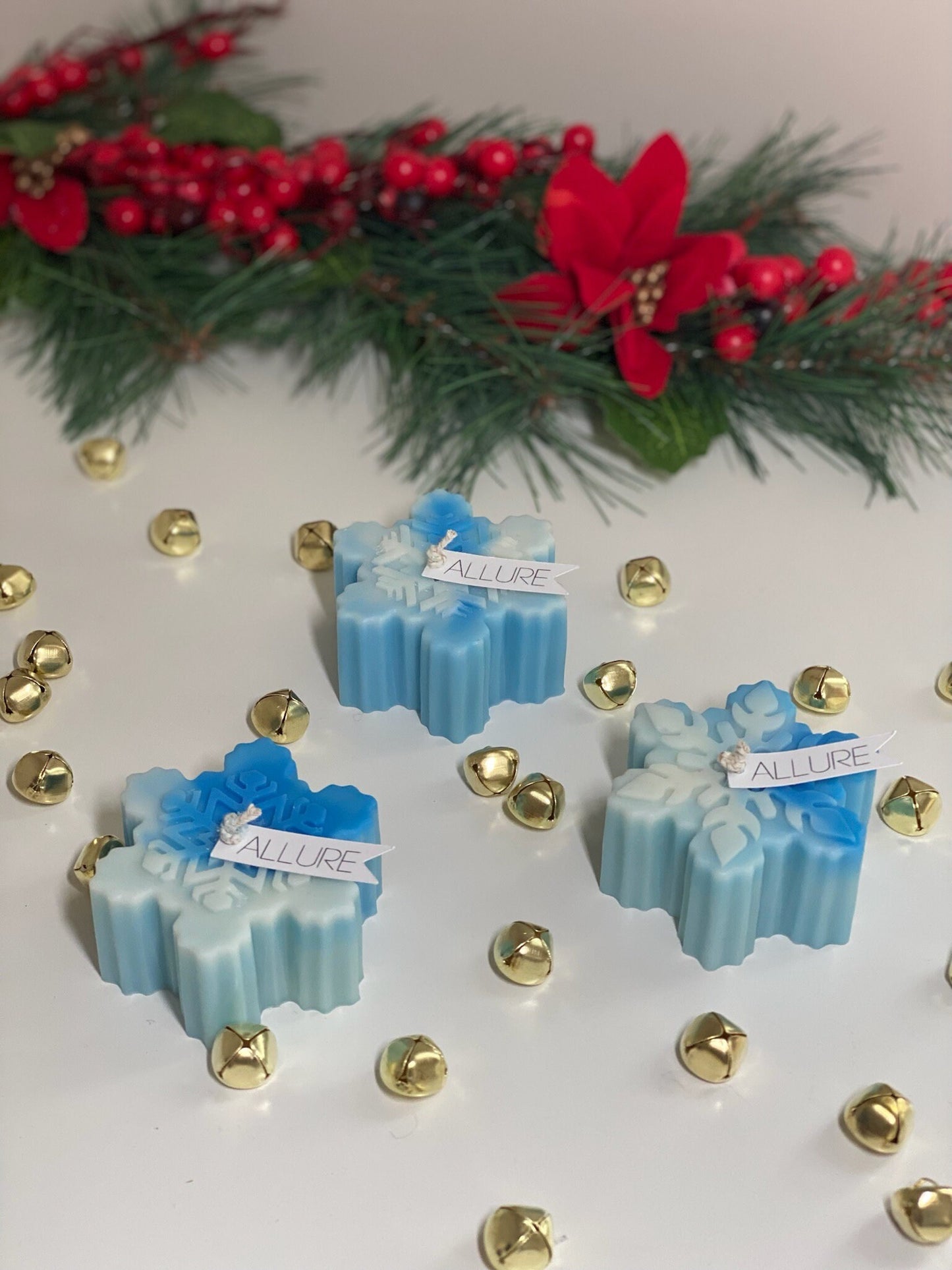 Frosted Snowflake Candle | Holiday Winter Snowflake All Natural Soy Wax Candle