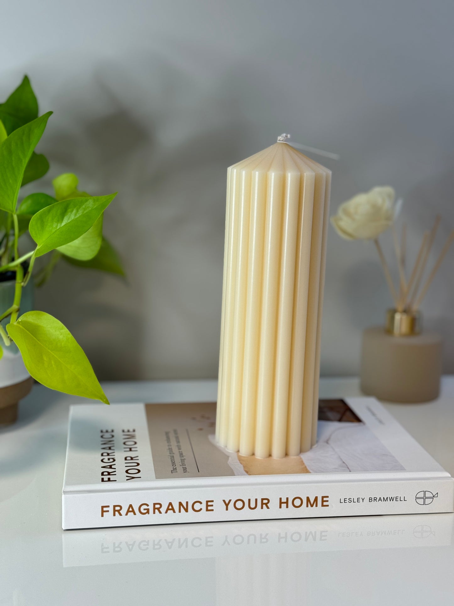 Ribbed Pillar Candle