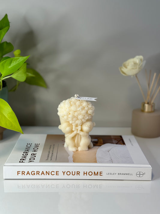 Floral Rose Teddy Bear Candle - Allure Wax Works
