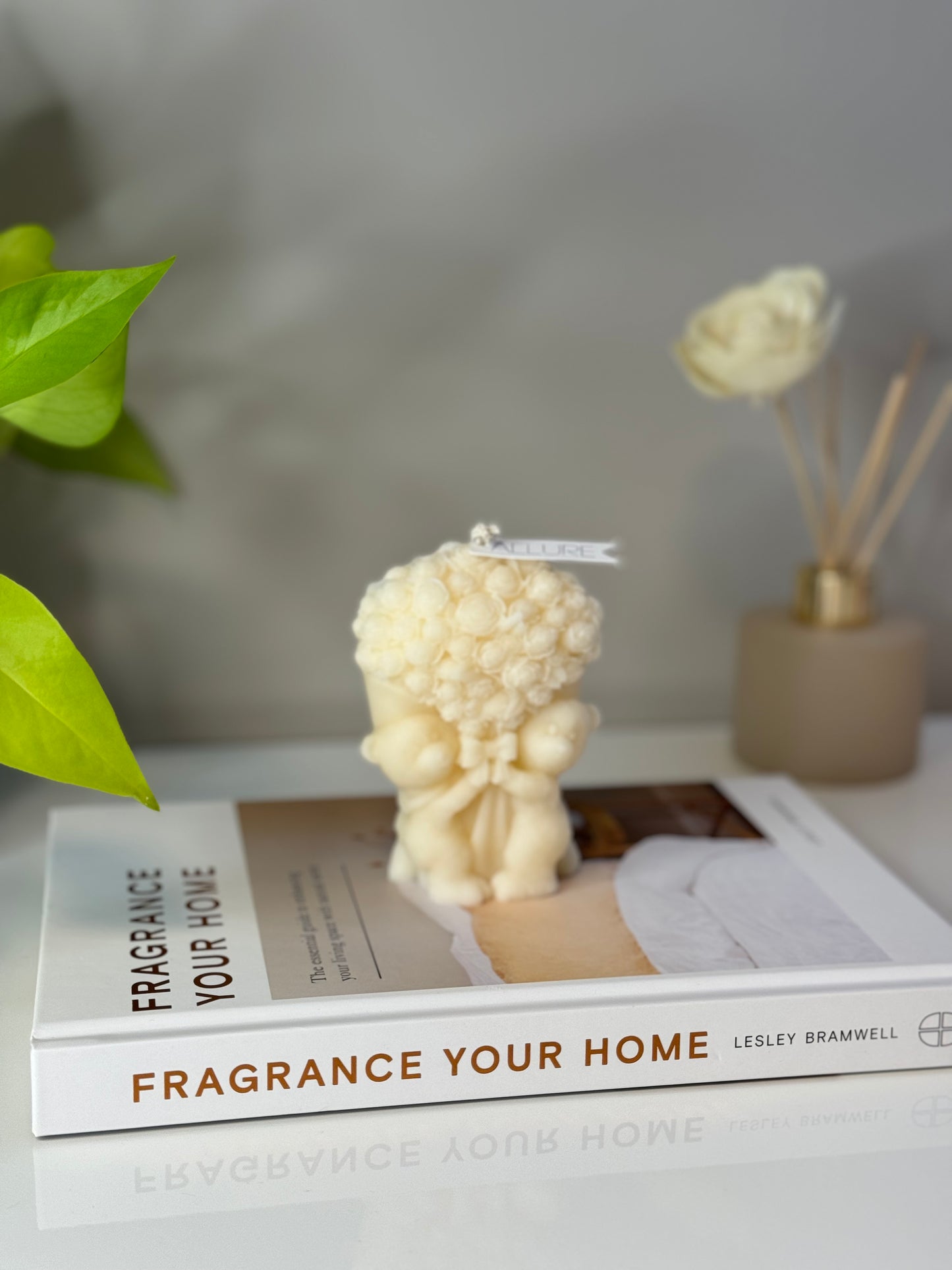 Floral Rose Teddy Bear Candle - Allure Wax Works