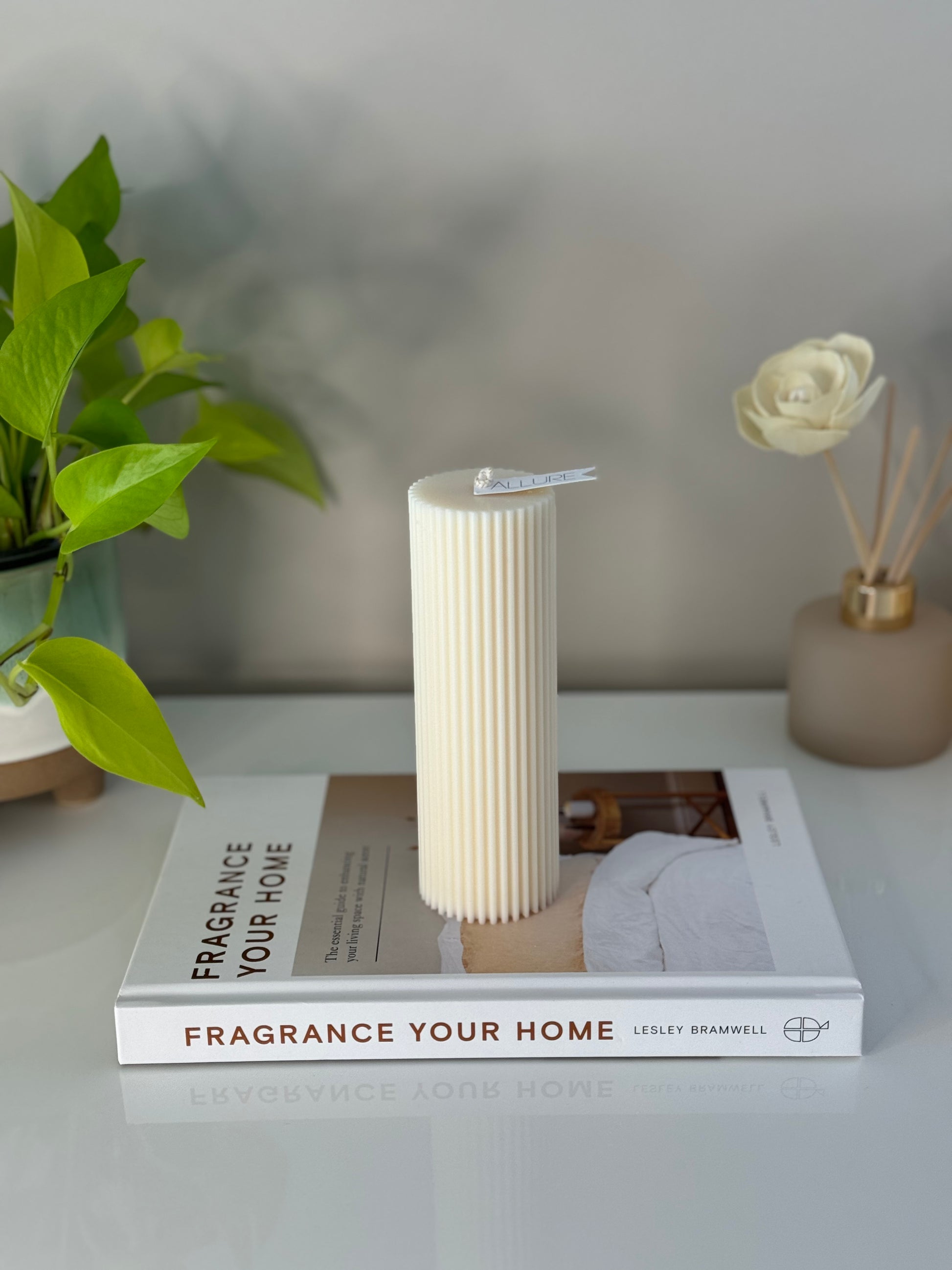 Straight Ribbed Pillar Candle - Allure Wax Works