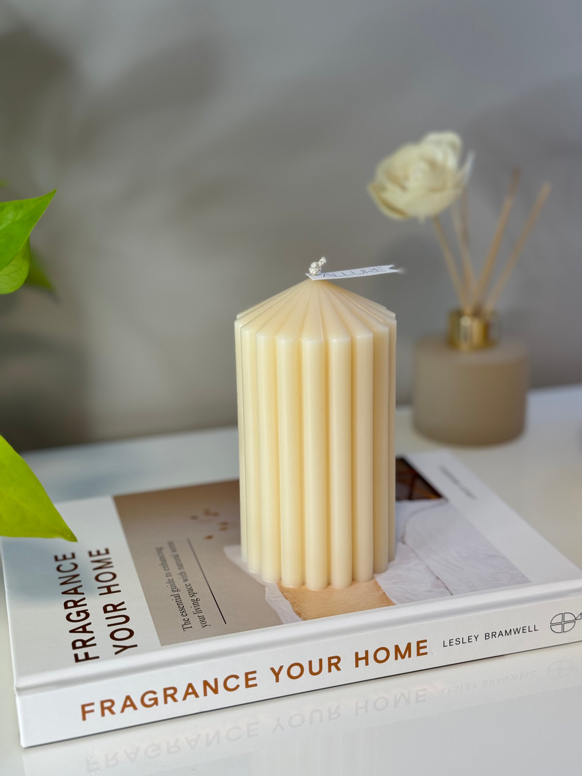 Ribbed Pillar Candle - Allure Wax Works