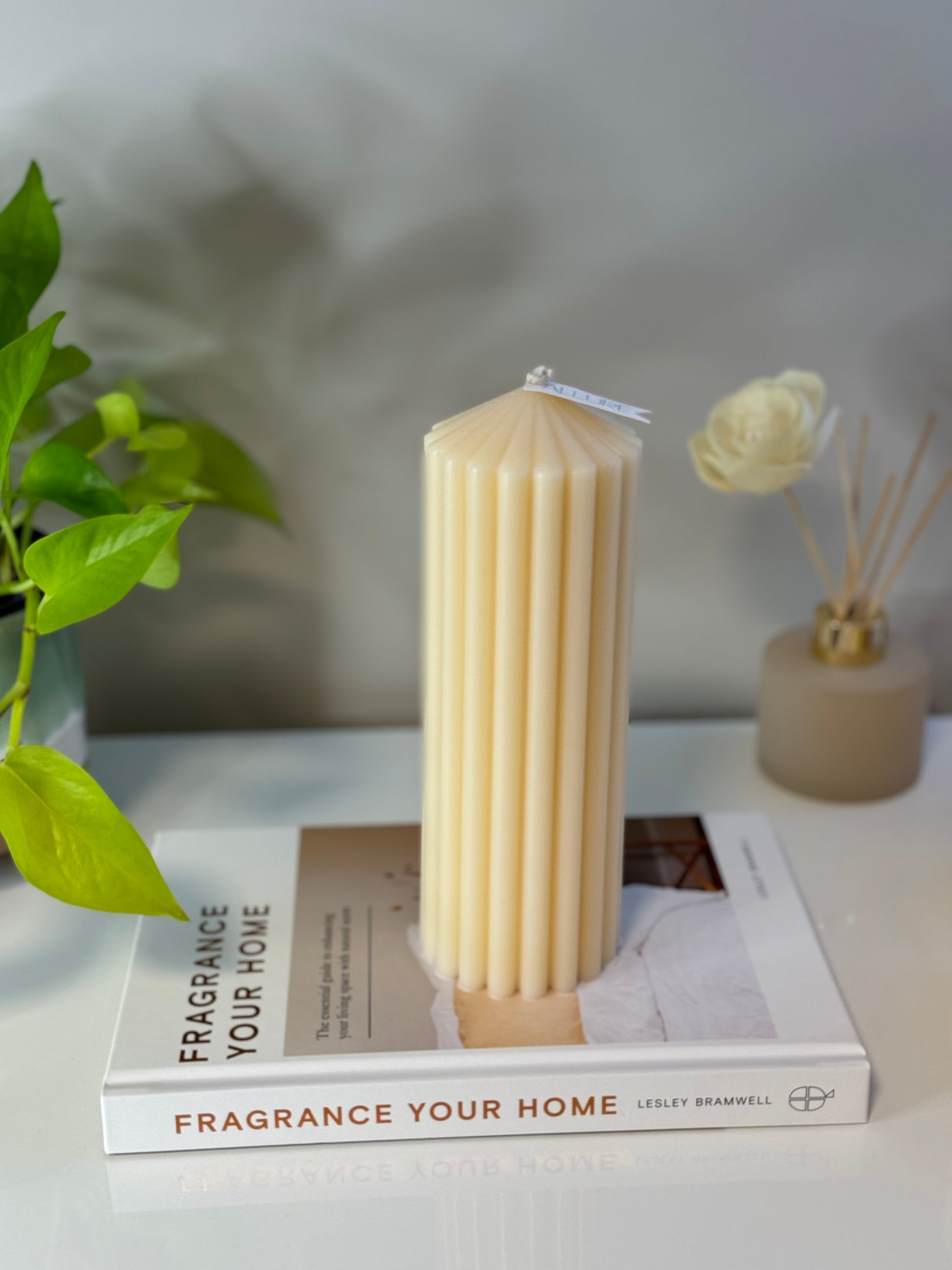 Ribbed Pillar Candle - Allure Wax Works