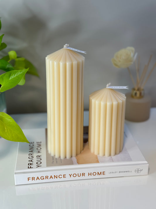 Ribbed Pillar Candle - Allure Wax Works