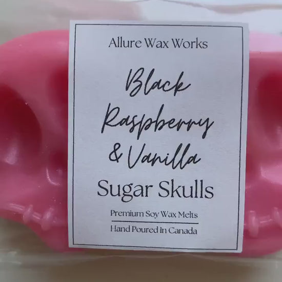 Large Black Raspberry & Vanilla Sugar Skull All Natural Soy Wax Melts | Halloween Sugar Skull Shaped Premium Wax Melts