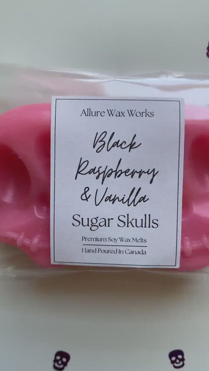 Large Black Raspberry & Vanilla Sugar Skull All Natural Soy Wax Melts | Halloween Sugar Skull Shaped Premium Wax Melts