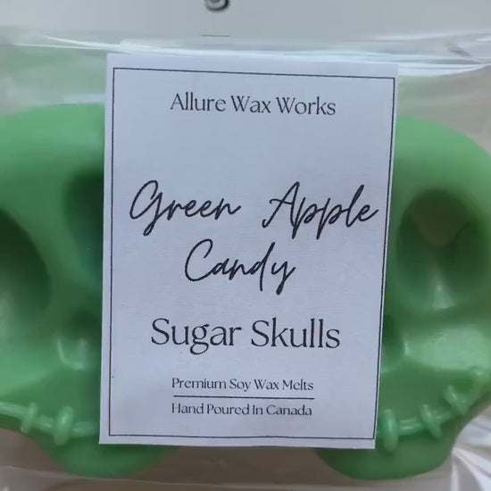 Large Green Apple Candy Sugar Skull All Natural Soy Wax Melts | Halloween Sugar Skull Shaped Premium Wax Melts