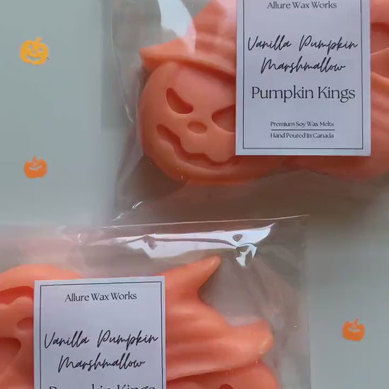 Large Vanilla Pumpkin Marshmallow Pumpkin King All Natural Soy Wax Melts | Halloween Jack O'lantern Shaped Premium Wax Melts