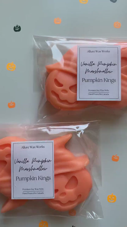 Large Vanilla Pumpkin Marshmallow Pumpkin King All Natural Soy Wax Melts | Halloween Jack O'lantern Shaped Premium Wax Melts