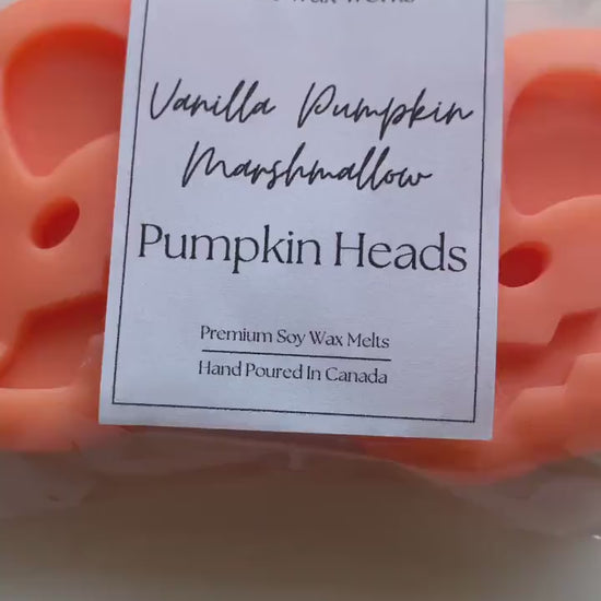 Large Vanilla Pumpkin Marshmallow Pumpkin Head All Natural Soy Wax Melts | Halloween Jack O'lantern Shaped Premium Wax Melts