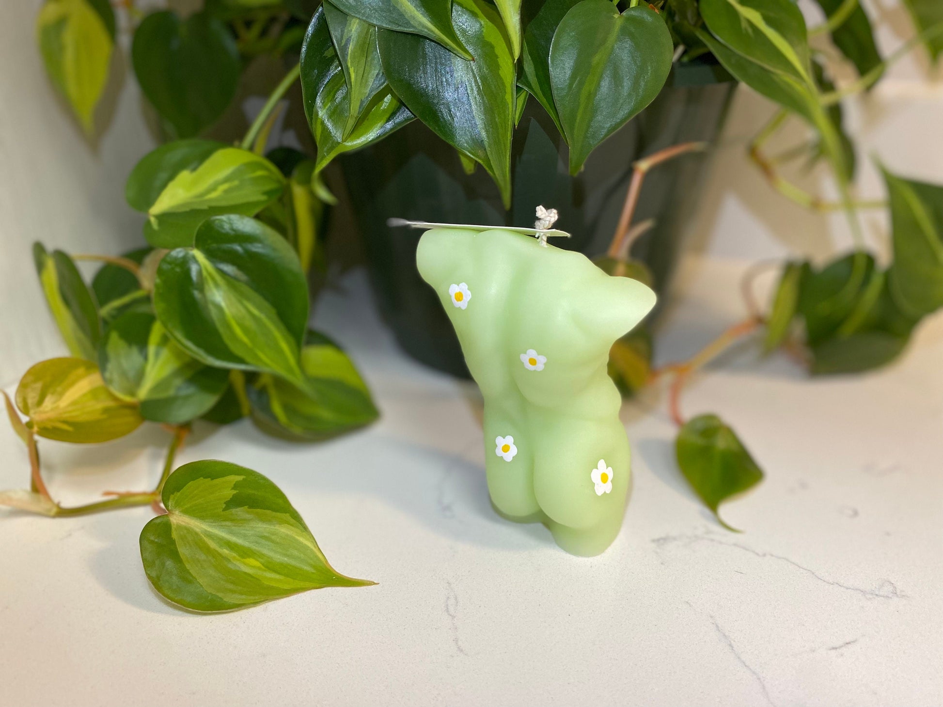 Hand-Painted Daisy Goddess Body Candle