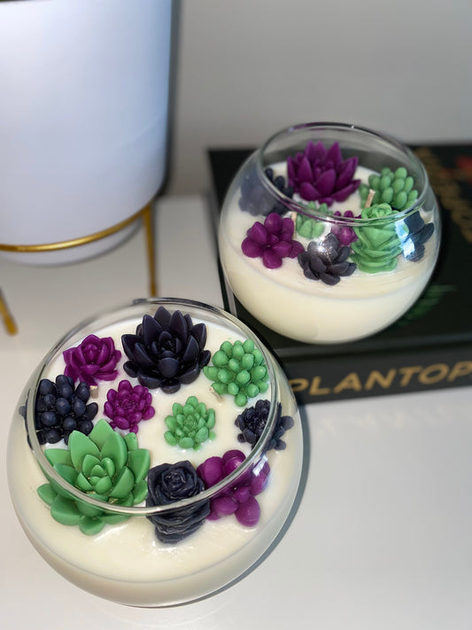 Halloween Succulent Garden Candle | Large & Small Spooky Season Terrarium Natural Soy Candle