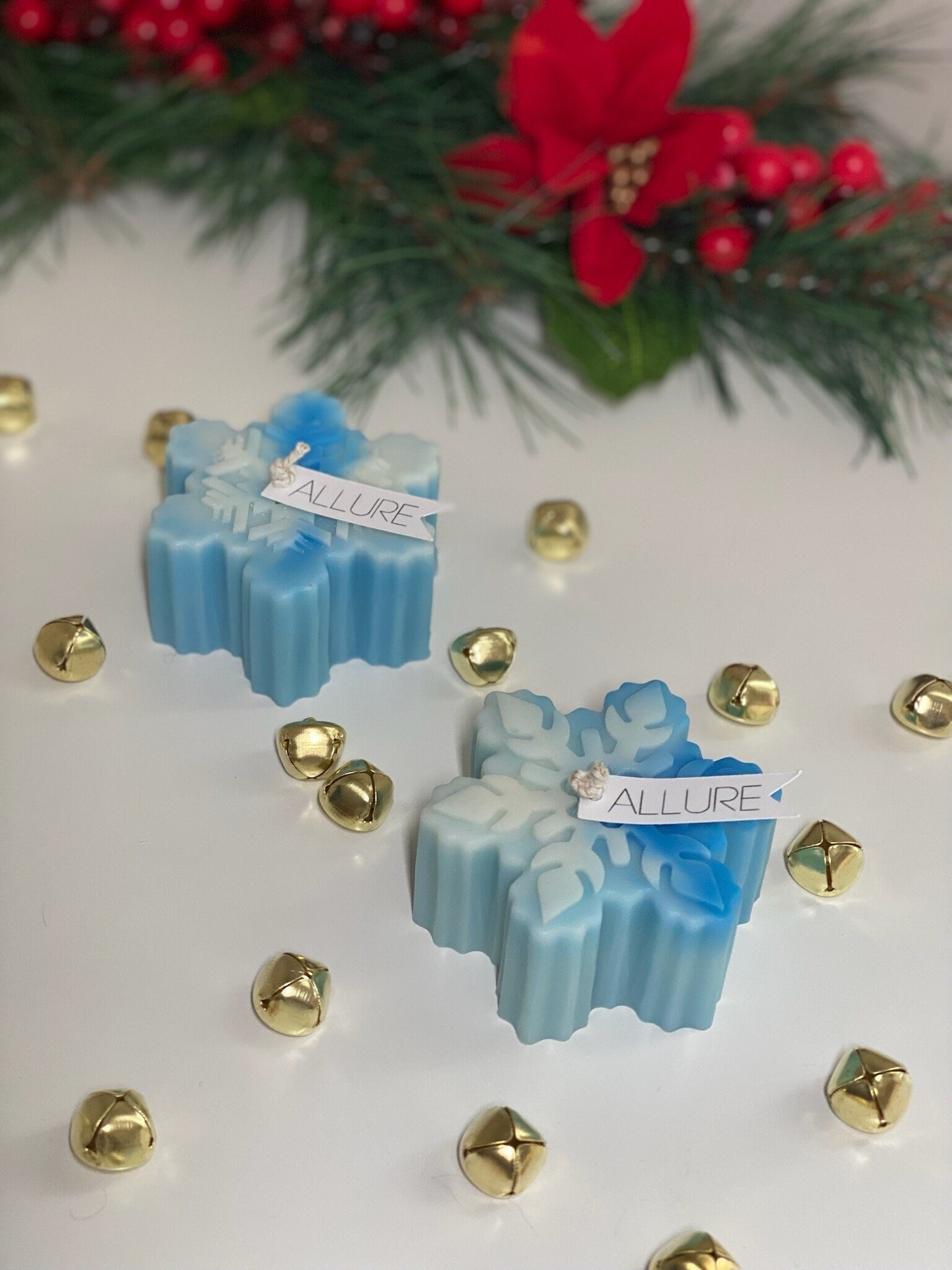 Frosted Snowflake Candle | Holiday Winter Snowflake All Natural Soy Wax Candle