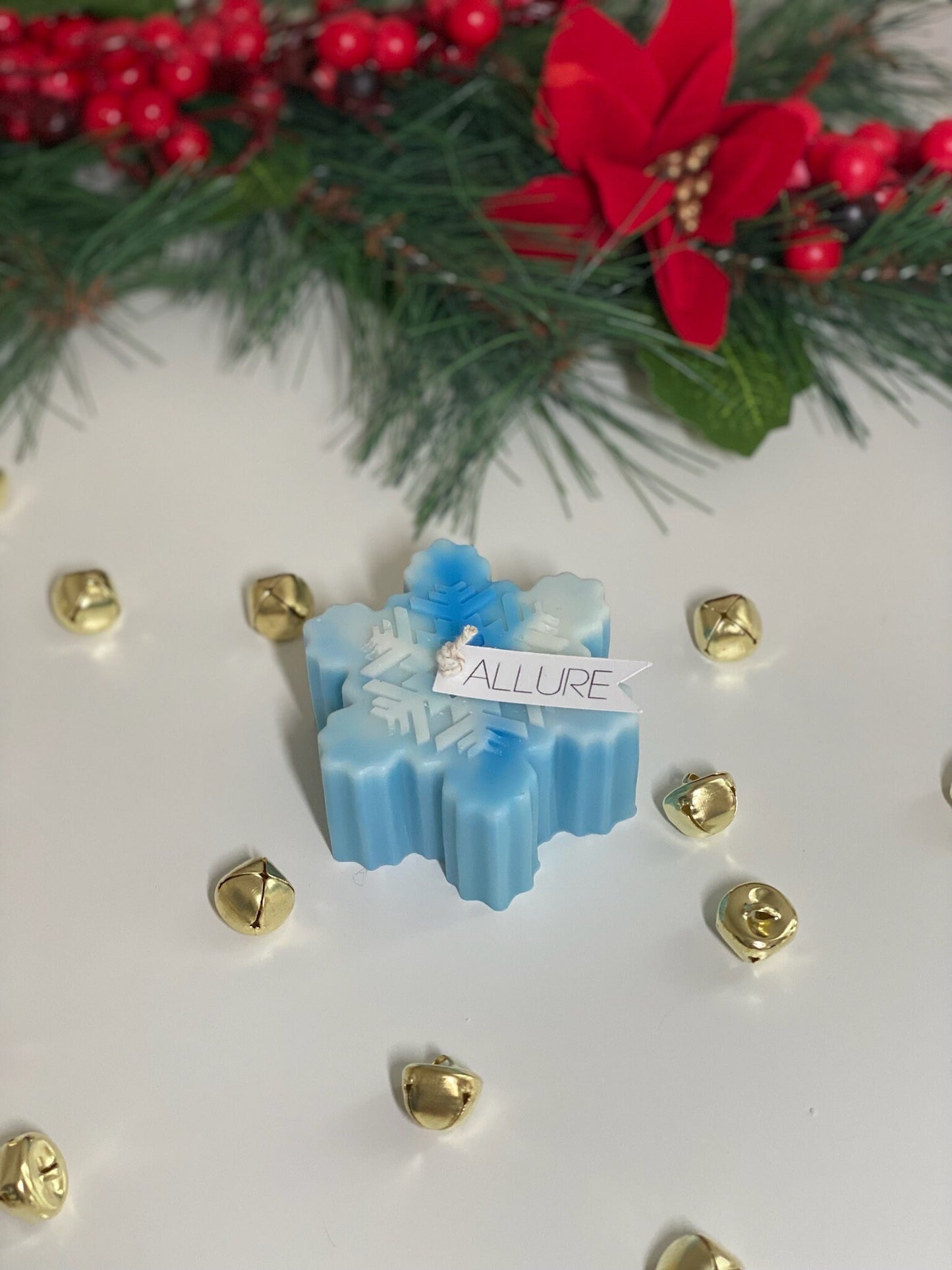 Frosted Snowflake Candle | Holiday Winter Snowflake All Natural Soy Wax Candle