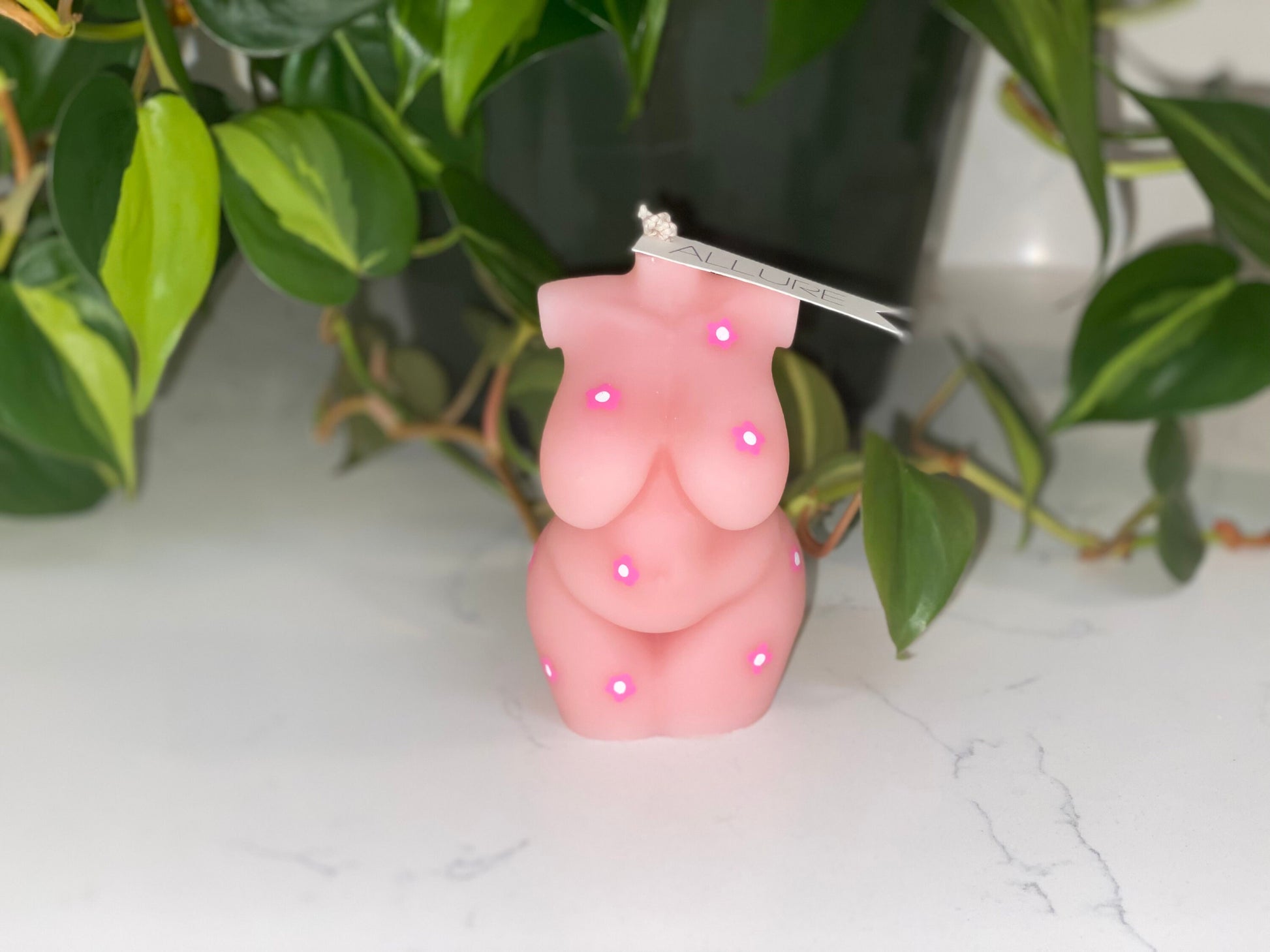 Hand Painted Flower Goddess Body Candle | Woman Torso, Curvy, Pregnant, Masculine Candle