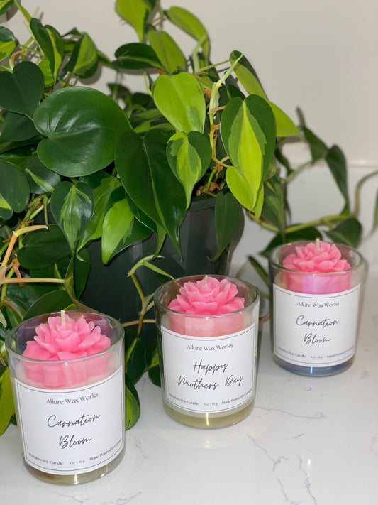 Carnation Bloom Candle | All Natural Soy Carnation Flower Candle