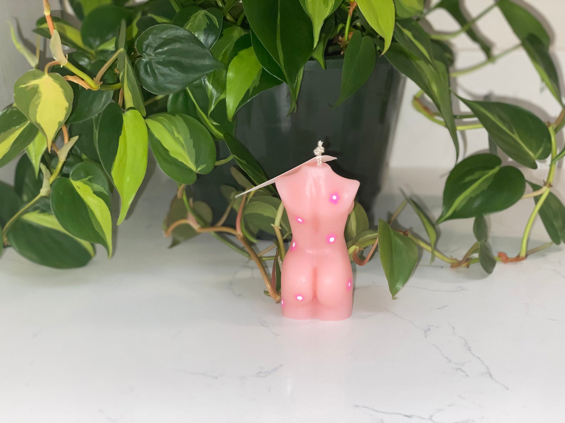 Hand Painted Flower Goddess Body Candle | Woman Torso, Curvy, Pregnant, Masculine Candle