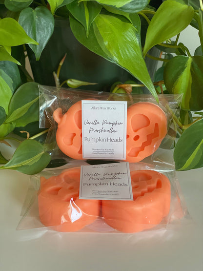 Large Vanilla Pumpkin Marshmallow Pumpkin Head All Natural Soy Wax Melts | Halloween Jack O'lantern Shaped Premium Wax Melts