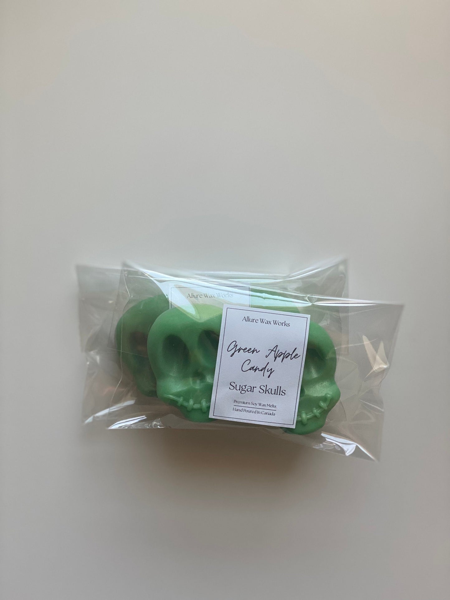 Large Green Apple Candy Sugar Skull All Natural Soy Wax Melts | Halloween Sugar Skull Shaped Premium Wax Melts