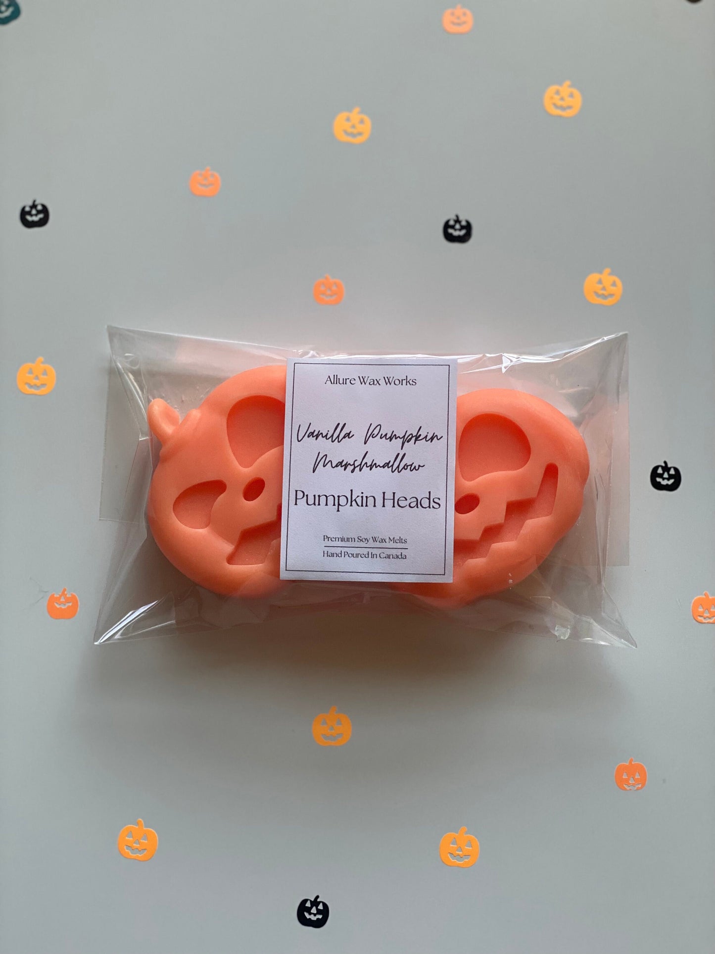 Large Vanilla Pumpkin Marshmallow Pumpkin Head All Natural Soy Wax Melts | Halloween Jack O'lantern Shaped Premium Wax Melts