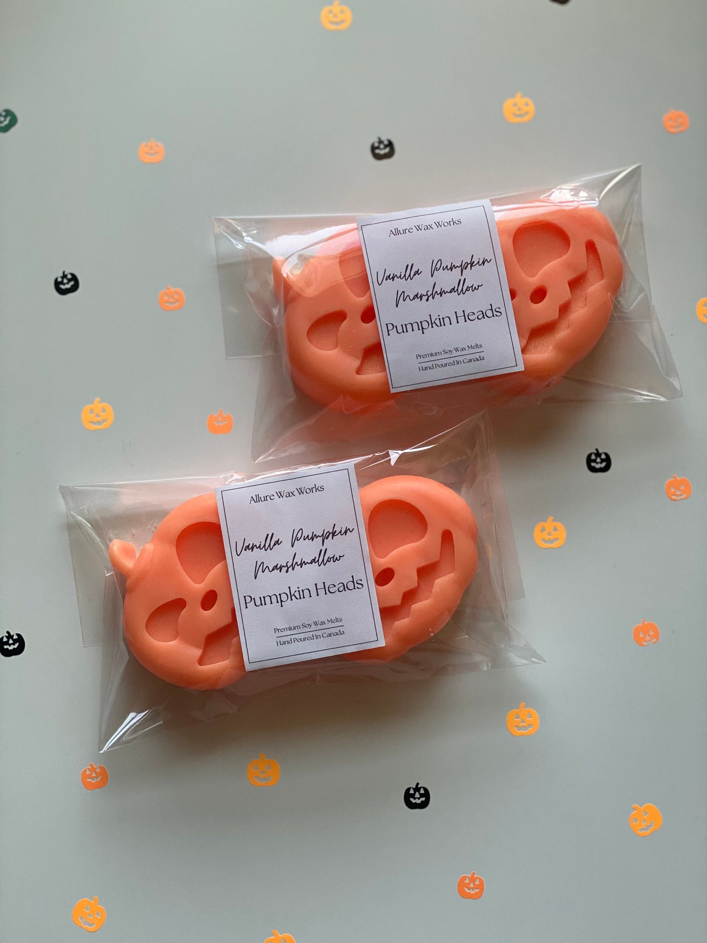 Large Vanilla Pumpkin Marshmallow Pumpkin Head All Natural Soy Wax Melts | Halloween Jack O'lantern Shaped Premium Wax Melts