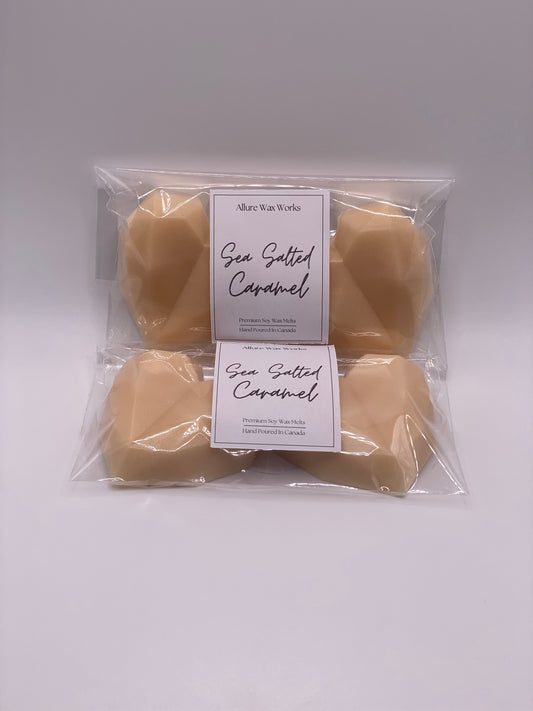 Sea Salted Caramel Diamond Heart All Natural Soy Wax Melts | Salted Caramel 3D Diamond Heart Premium Wax Melt