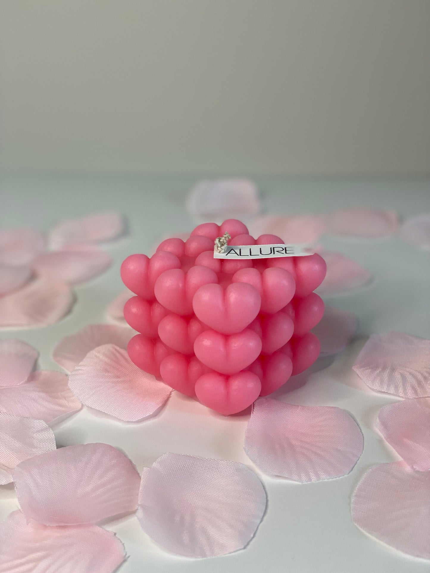 Heart Shaped Bubble Cube Candle | Valentine's Day Heart All Natural Soy Wax Candle