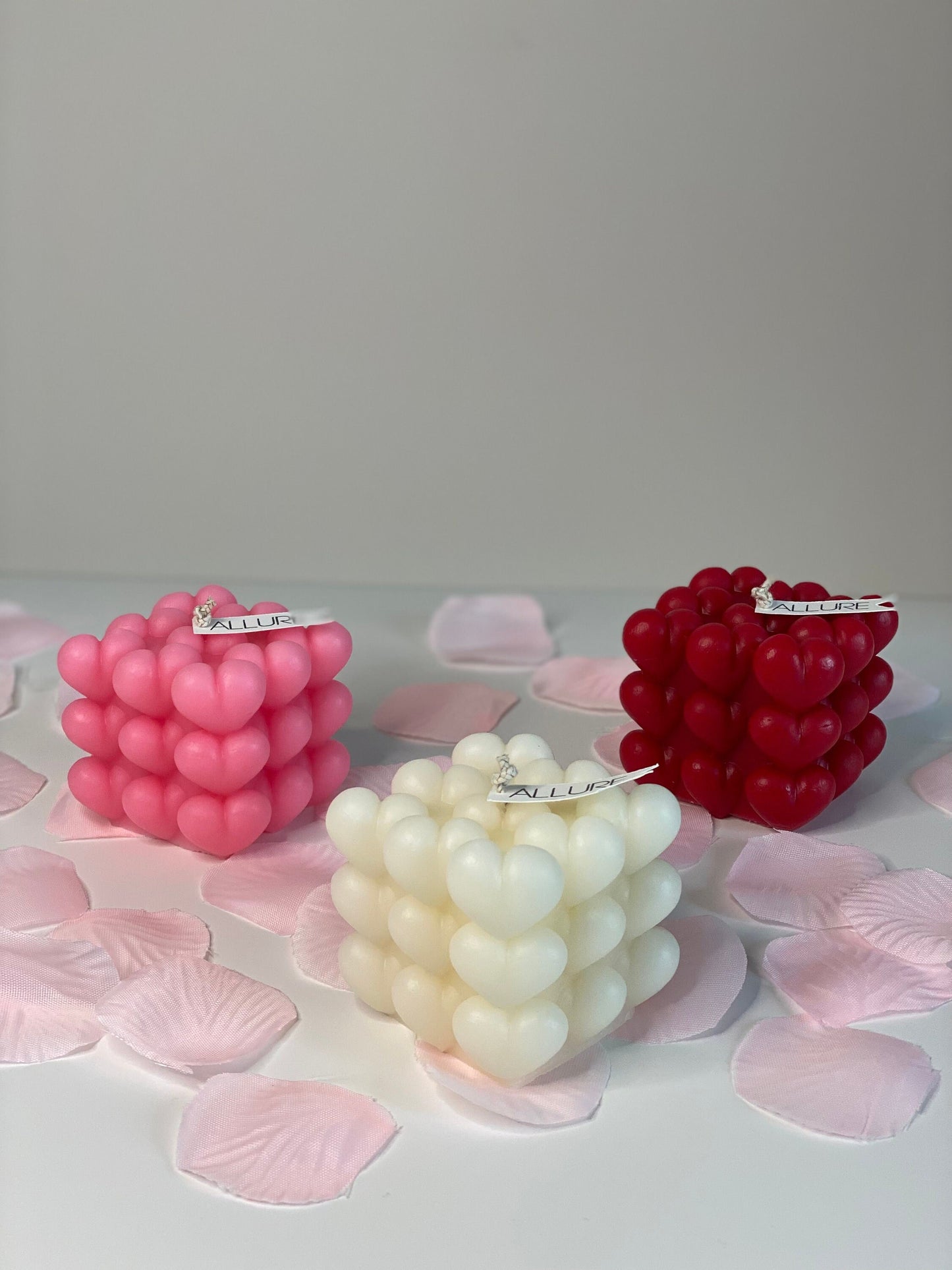 Heart Shaped Bubble Cube Candle | Valentine's Day Heart All Natural Soy Wax Candle