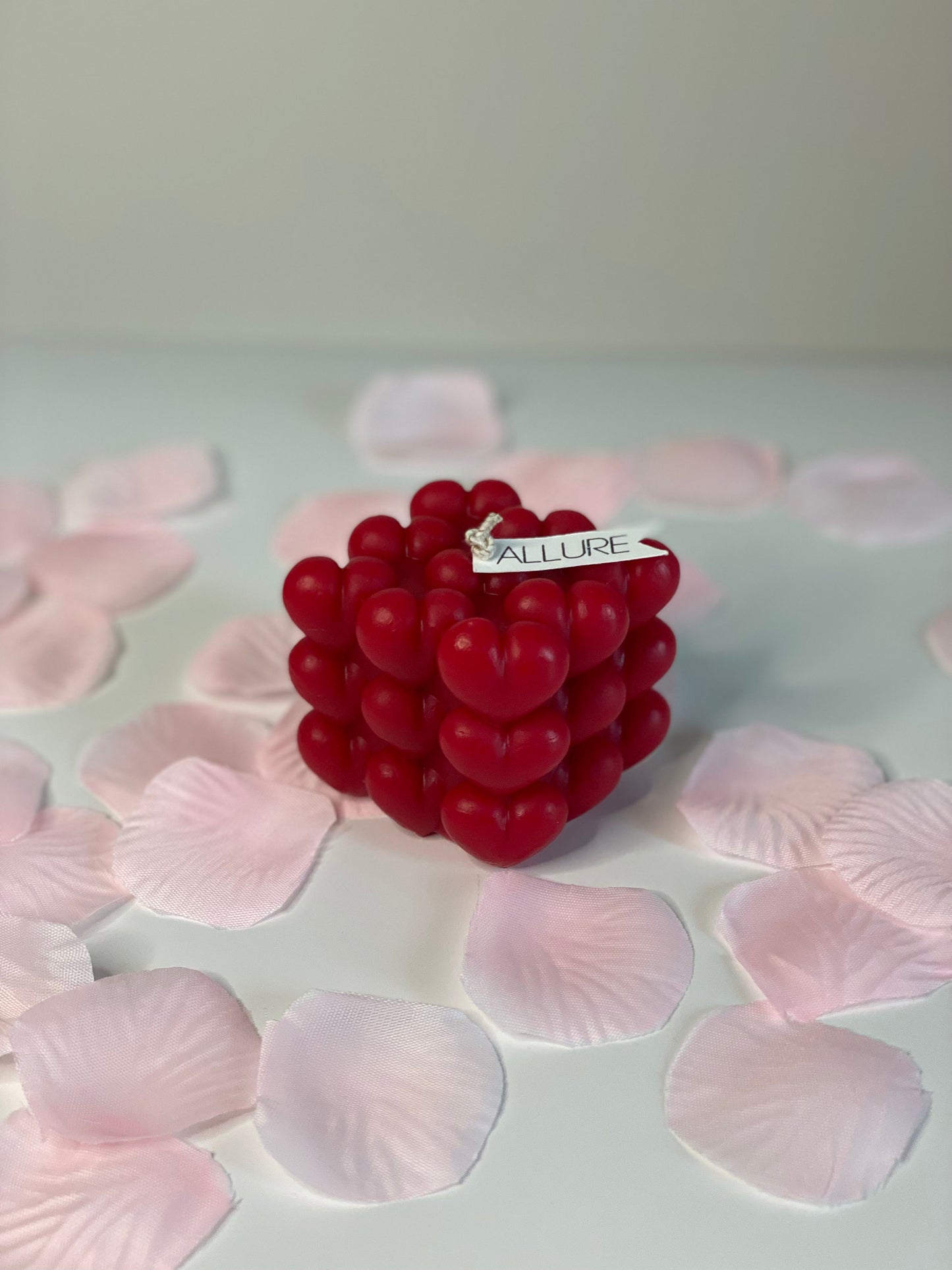 Heart Shaped Bubble Cube Candle | Valentine's Day Heart All Natural Soy Wax Candle