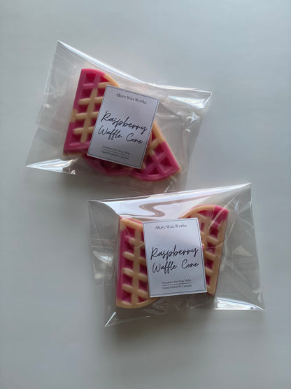 Raspberry Waffle Cone All Natural Wax Melts | Premium Food Shaped Breakfast Soy Wax Melt Tarts