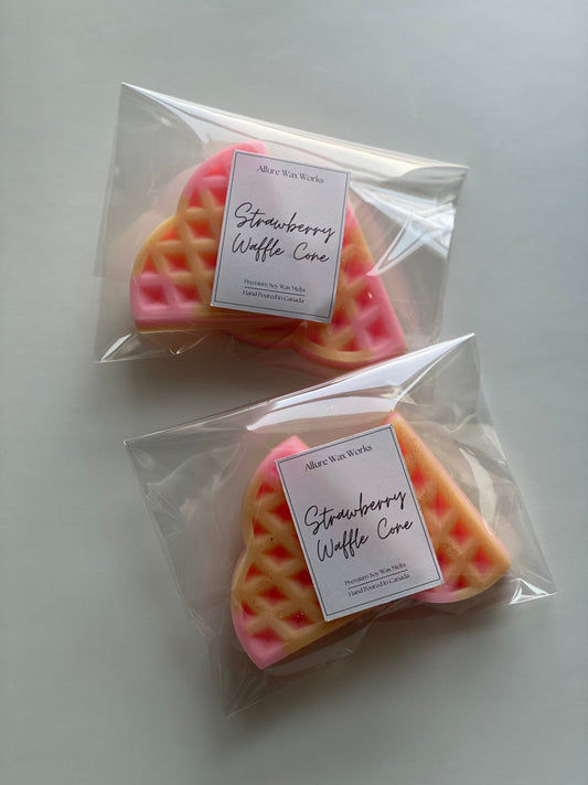 Strawberry Waffle Cone All Natural Wax Melts | Premium Food Shaped Breakfast Soy Wax Melt Tarts