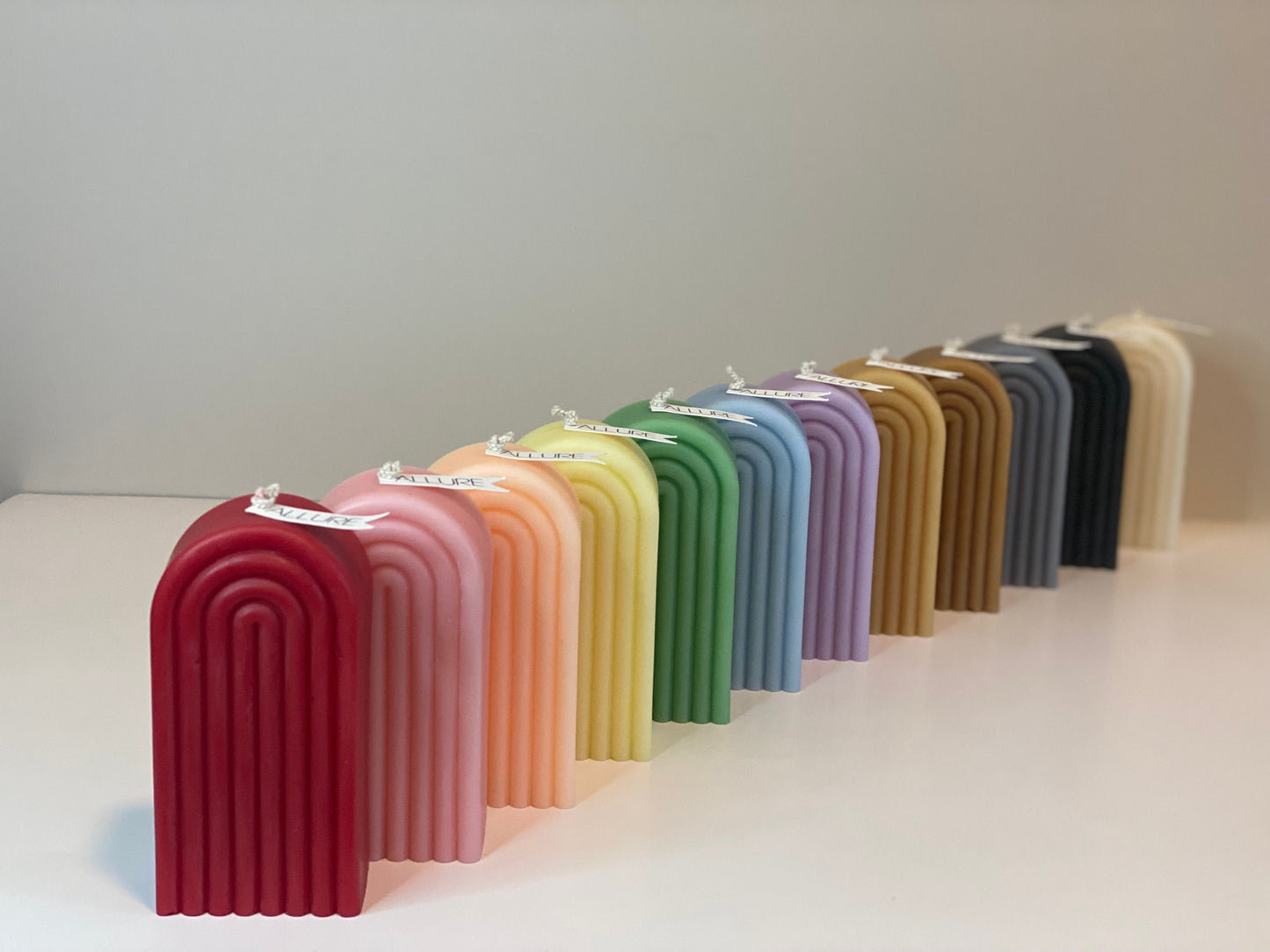 Colourful Rainbow Arch Candle | Tall Arch Candle Table Decor | Natural Soy Wax Candles