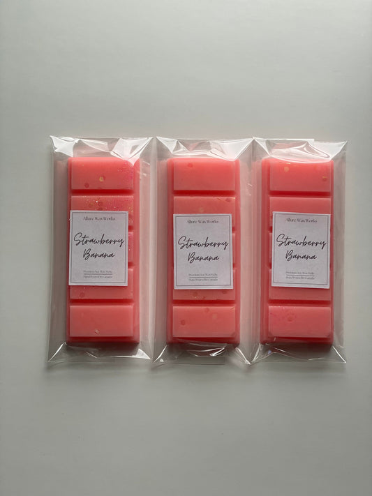 Strawberry Banana All Natural Soy Snapbar Wax Melts | Strawberry Banana Tropical Fruity Scented Premium Snap Bar Wax Melts