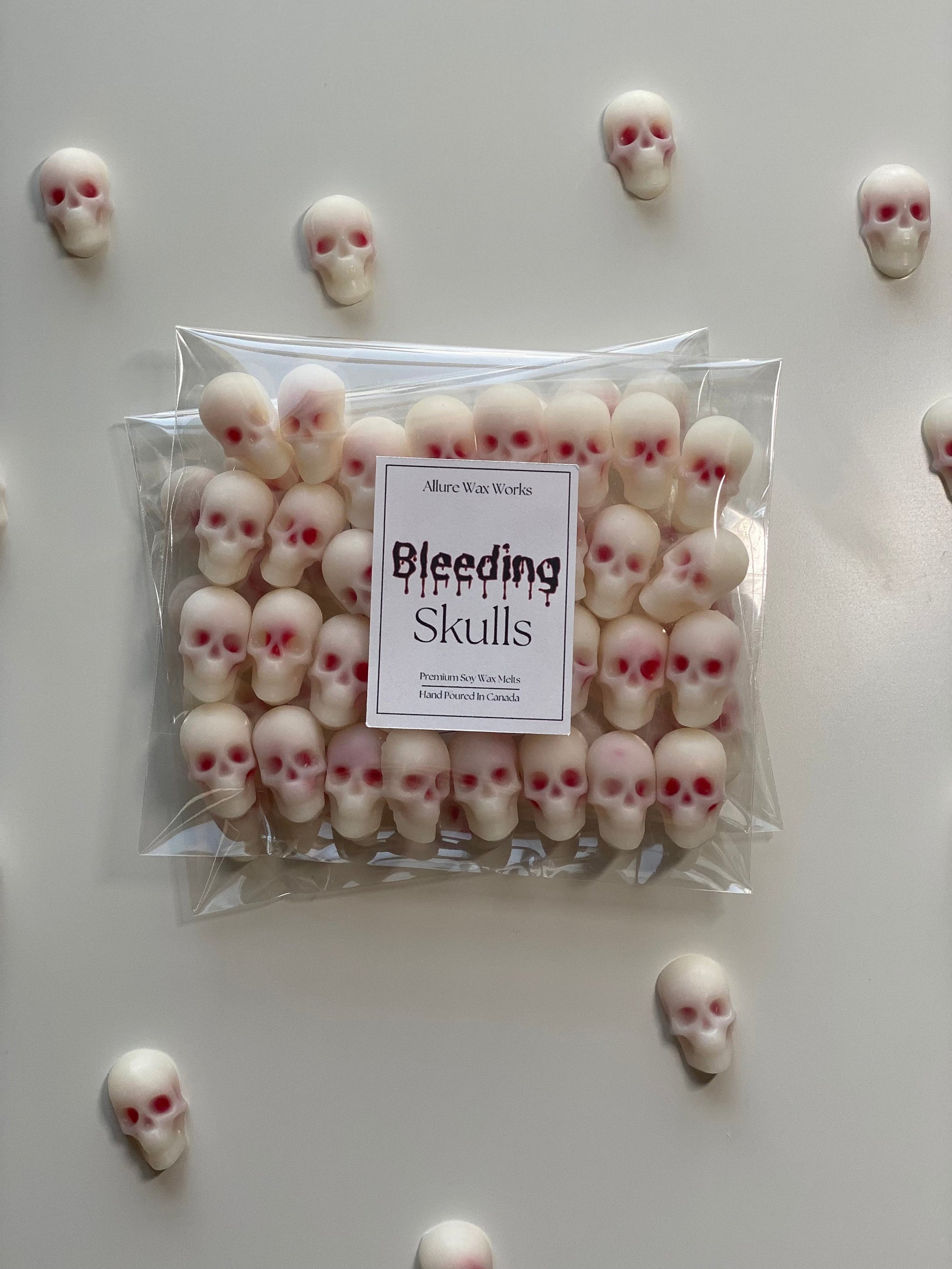 Bleeding Skulls All Natural Soy Wax Melts | Halloween Spooky Skull Shaped Premium Wax Melts